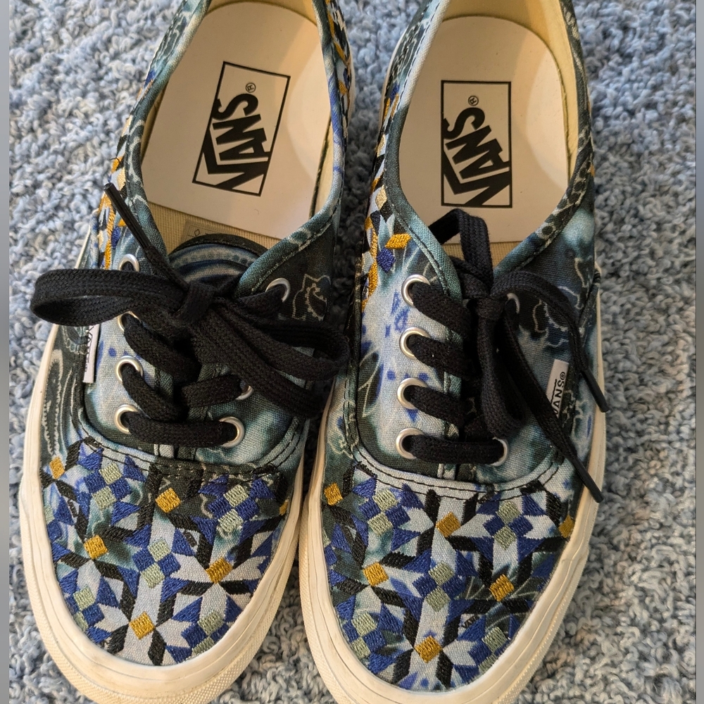 Vans Authentic 44 DX Mixed mosaic Rare women's sneakers blue White size 7.5